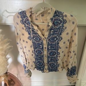 Free People Western-Style Long-Sleeve Button-Up